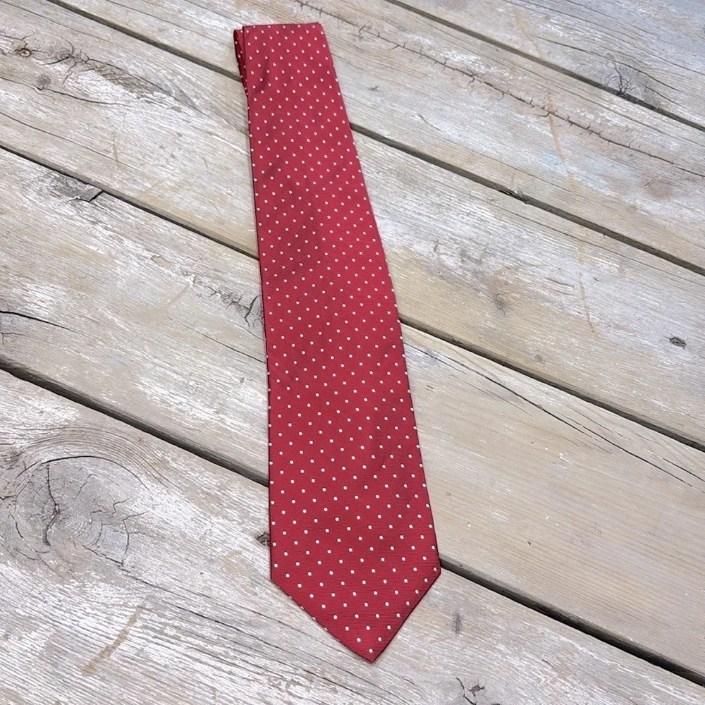 Brooks Brothers Polka Dot Silk Tie. Power | Handmade | Red White | EUC - Picture 4 of 11
